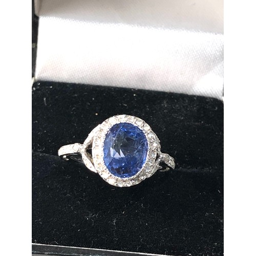 358 - Fine quality certificated cushion cut ceylon natural corundum sapphire and diamond ring central sapp... 