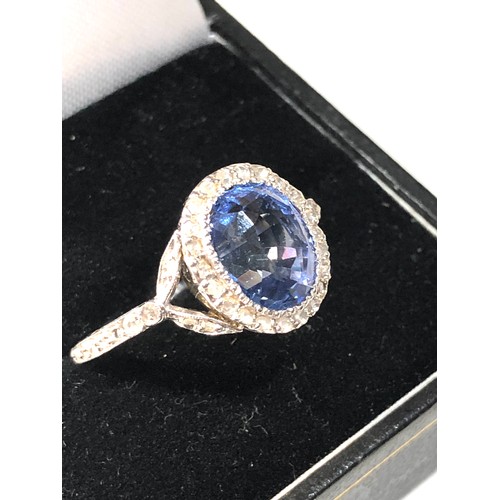 358 - Fine quality certificated cushion cut ceylon natural corundum sapphire and diamond ring central sapp... 