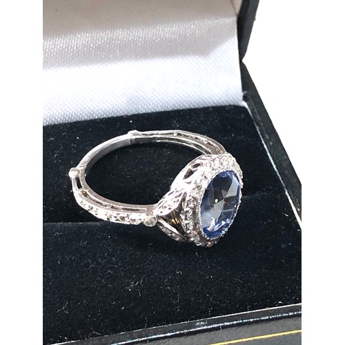 358 - Fine quality certificated cushion cut ceylon natural corundum sapphire and diamond ring central sapp... 