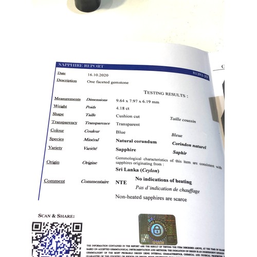 358 - Fine quality certificated cushion cut ceylon natural corundum sapphire and diamond ring central sapp... 