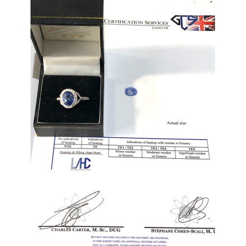 358 - Fine quality certificated cushion cut ceylon natural corundum sapphire and diamond ring central sapp... 