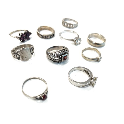 517 - Selection of 10 hallmarked vintage and modern rings