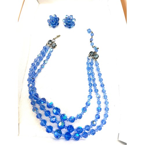 513 - Triple blue crystal necklace set