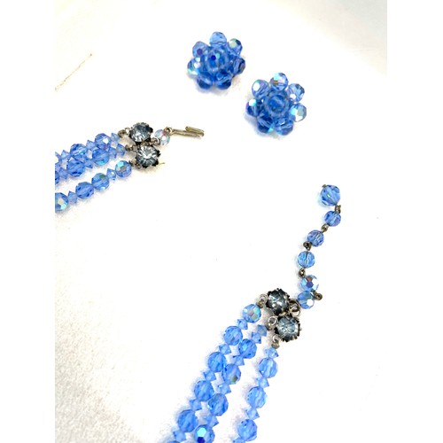 513 - Triple blue crystal necklace set