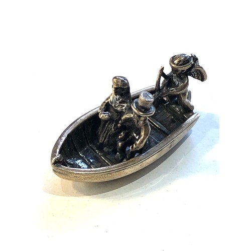 37 - Vintage dutch silver miniature lovers in a boat  dutch sword  silver hallmark