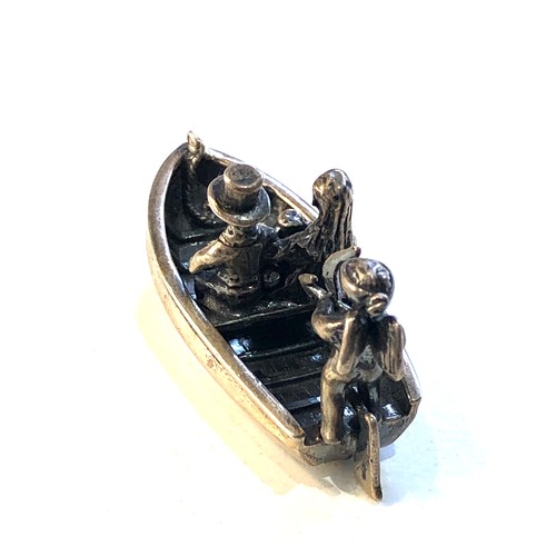 37 - Vintage dutch silver miniature lovers in a boat  dutch sword  silver hallmark