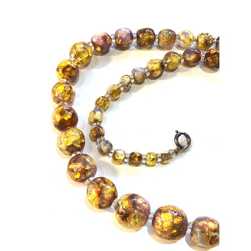 475 - Antique art deco foil glass bead necklace graduated beads largest measures approx 16mm dia 60cm long