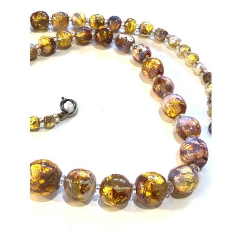 475 - Antique art deco foil glass bead necklace graduated beads largest measures approx 16mm dia 60cm long