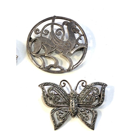 464 - 6 vintage silver brooches