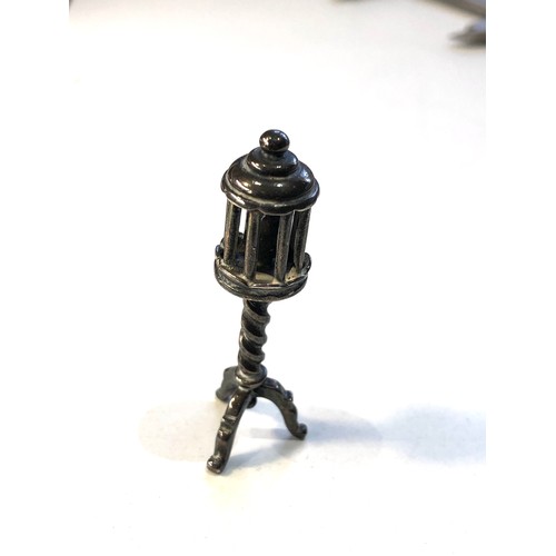 50 - Dutch silver miniature bird in cage on stand measures approx 5.1cm tall dutch silver hallmarks