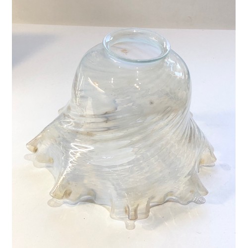 495 - Large antique vaseline glass oil lamp shade measures approx 21cm dia height 15cm in good uncleaned c... 