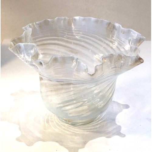 495 - Large antique vaseline glass oil lamp shade measures approx 21cm dia height 15cm in good uncleaned c... 