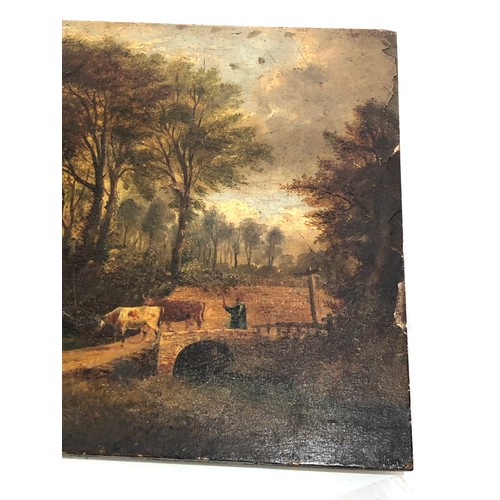 510 - Early Antique 18th / 19th century naive oil painting on panel measures approx 14ins by 10ins