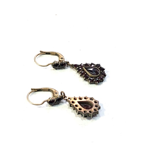 477 - Antique Bohemian garnet earrings measures 2.7cm drop