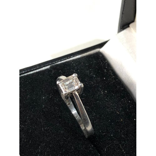 409 - platinum baguette diamond solitaire ring weight 4.3g