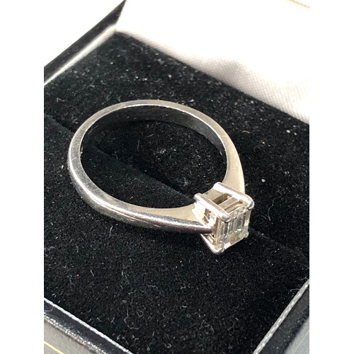 409 - platinum baguette diamond solitaire ring weight 4.3g