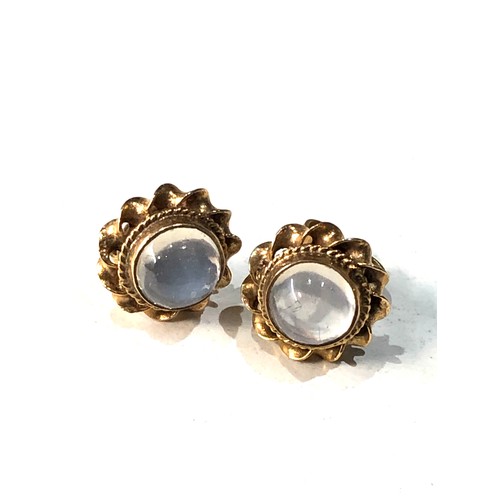 413 - 9ct gold moonstone stud earrings