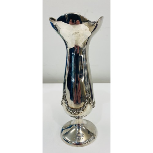 52 - Antique silver hallmarked tulip vase, has sustained some dents, approximate weight 132g