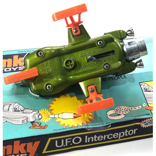 528 - Dinky toys U.F.O interceptor  351 in original bob and cover in greta condition but has no missiles