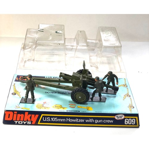 529 - Dinky 609 US 105mm Howitzer with gun Boxed Complete age relatd wear and marks to box