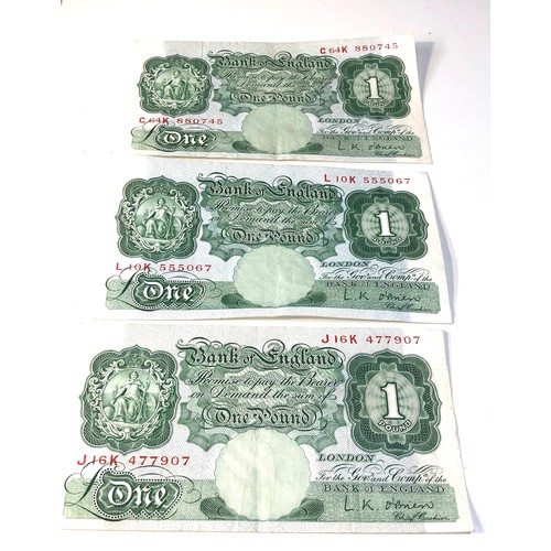 488 - 3 L.K.O,brien £1 one pound bank notes