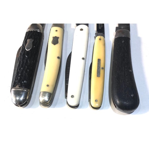 489 - Selection of named antique & vintage pocket knives includes 2 x george wostenholm sheffield , james ... 