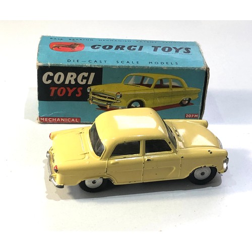 534 - Corgi Toys no.207M Standard Vanguard mechanical yellow in original blue box 1 flap missing