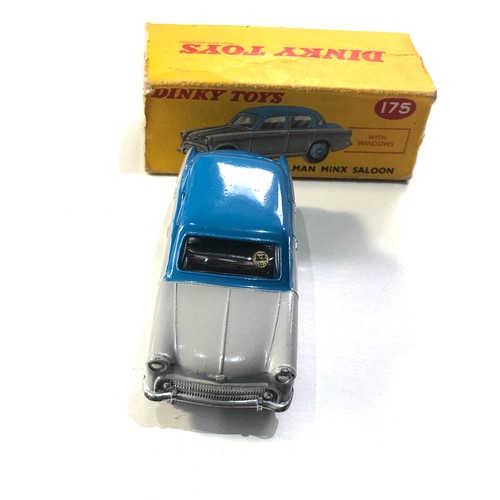 535 - Dinky Toys No175 Hillman Minx Saloon  in original box  flaps missing  car in good near mint conditio... 