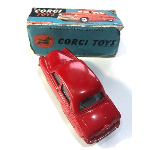 537 - Corgi 203M mechanical Vauxall Velox Saloon  in original box poor condition flaps missing car in good... 