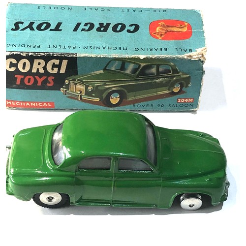 538 - Corgi 204M mechanical Rover 90 saloon in original box  poor condition flaps missing  in good used co... 