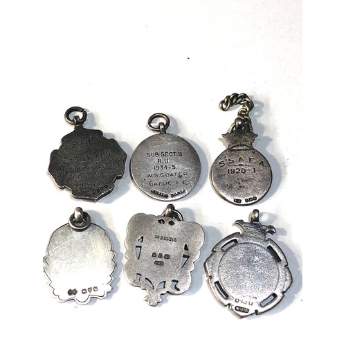 7 - 6 antique silver pocket watch chain fobs 69g