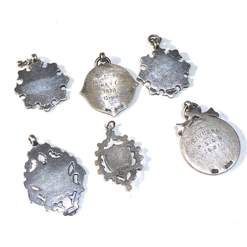 9 - 6 antique silver pocket watch chain fobs 43g