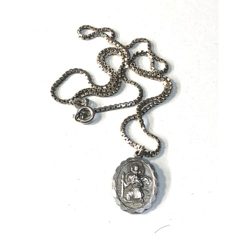 342 - Small Georg Jensen st Christopher on silver chain measures approx 23mm drop total weight 9g