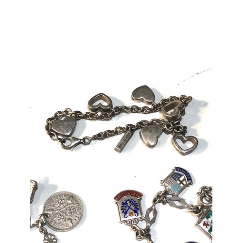 347 - 3 vintage silver charm bracelets weight 64g