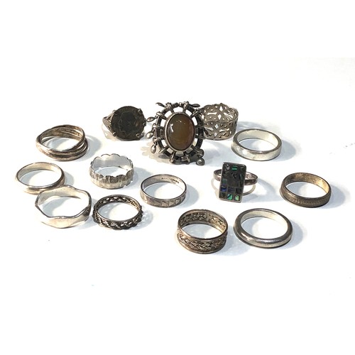 348 - Selection of 14 vintage silver rings