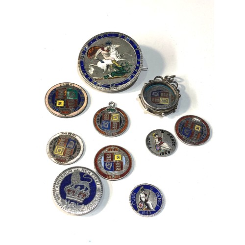 469 - Selection of antique enamelled silver coins