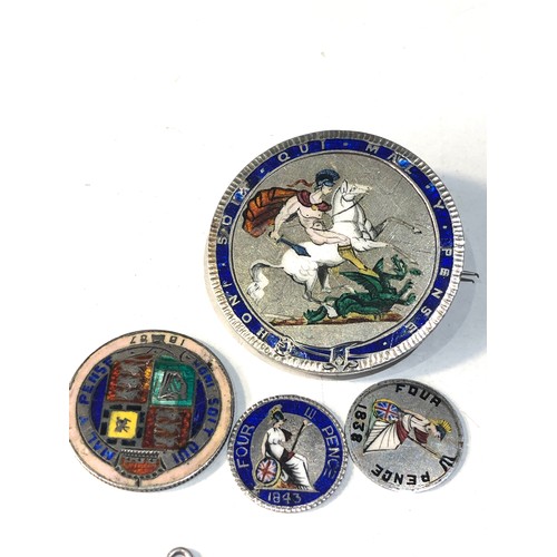 469 - Selection of antique enamelled silver coins