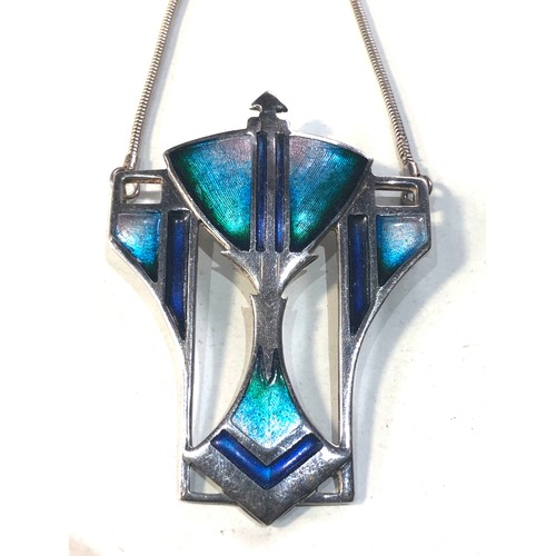 314 - Attractive  vintage Scottish Silver & Enamel Art Deco style Pendant necklace by Pat Cheney pendant m... 