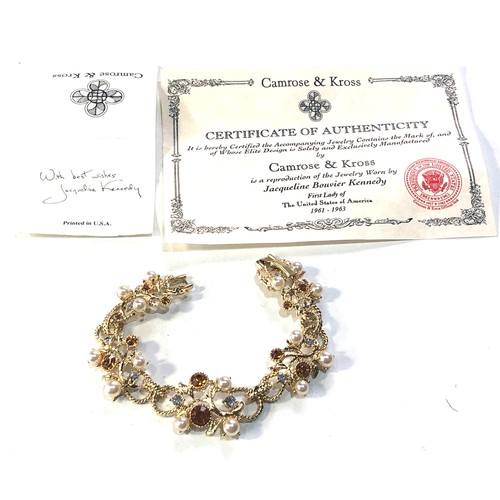 420 - Camrose & Kross  Jackie Kennedy bracelet with certificate