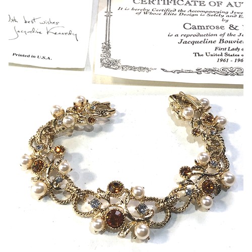 420 - Camrose & Kross  Jackie Kennedy bracelet with certificate