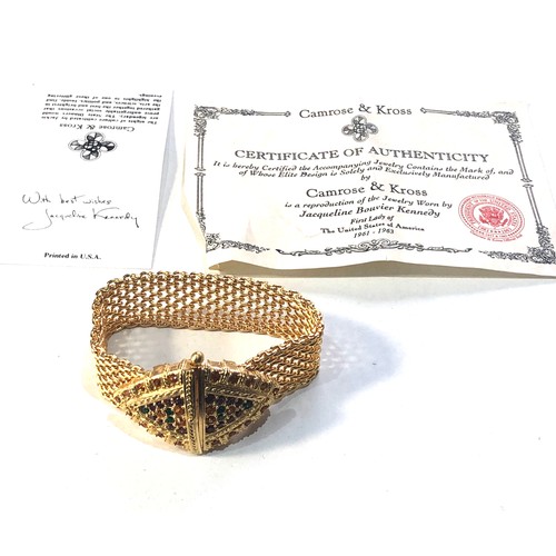 421 - Camrose & Kross  Jackie Kennedy bracelet with certificate