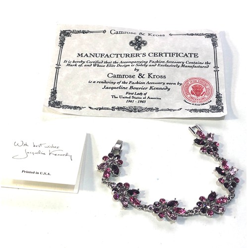 412 - Camrose & Kross  Jackie Kennedy bracelet with certificate