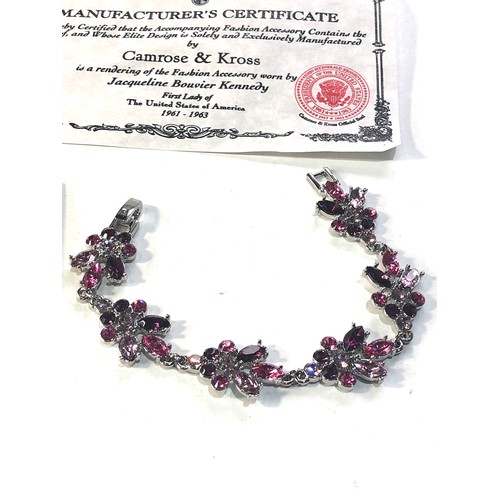 412 - Camrose & Kross  Jackie Kennedy bracelet with certificate