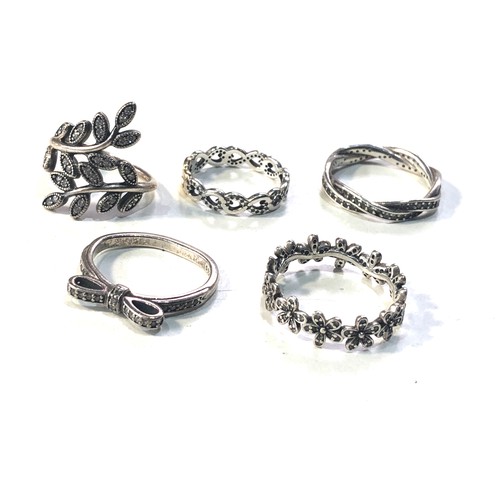 395 - 5 silver Pandora rings