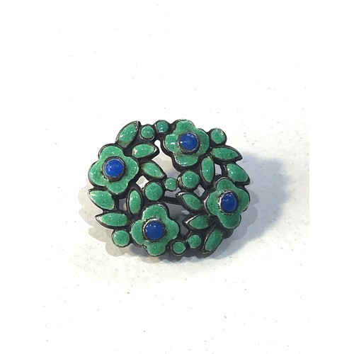 277 - Small silver & enamel Bernard Instone brooch measures approx 2cm by 1.7cm in good condition