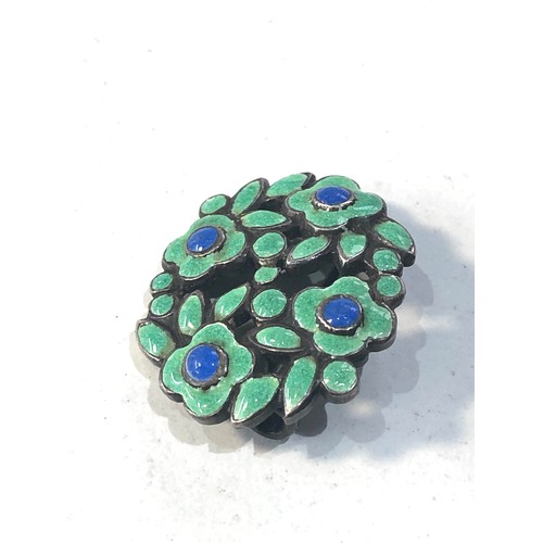 277 - Small silver & enamel Bernard Instone brooch measures approx 2cm by 1.7cm in good condition