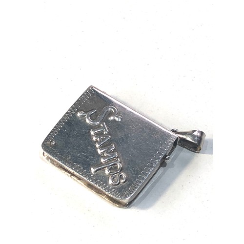 61 - Modern silver stamp case measures approx 3.3cm by 2.8cm