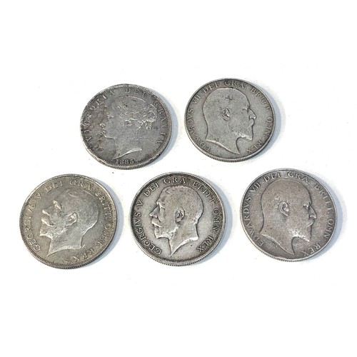 477 - 5 silver half crowns 1885 1923 1911 1909 and 1904