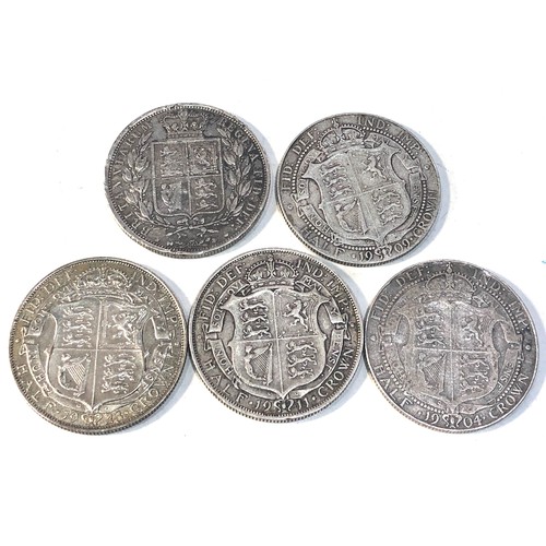 477 - 5 silver half crowns 1885 1923 1911 1909 and 1904