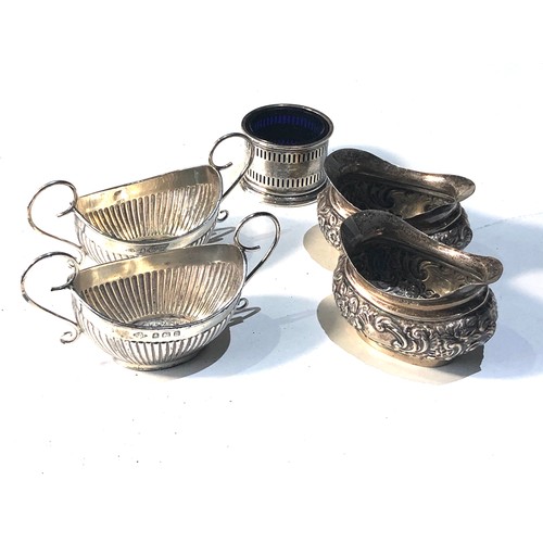 32 - 2 pairs of antique silver salts plus 1 other